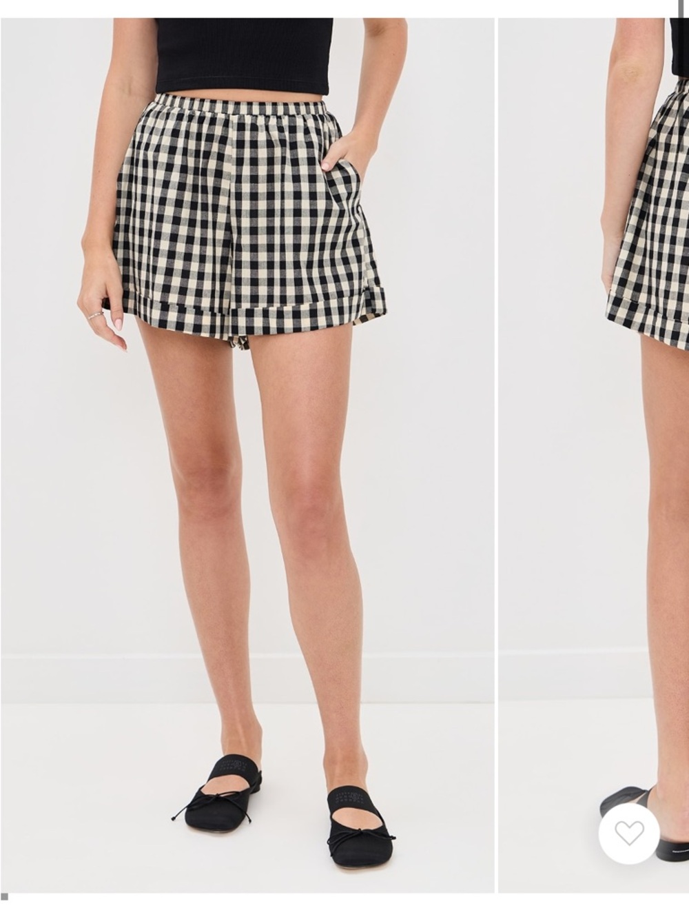 VRG GRL Freda Shorts - Gingham Pull-On Shorts in Black & Cream